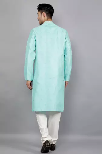 lt.aqua colour jacquard design kurta sets