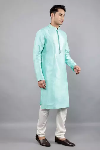 lt.aqua colour jacquard design kurta sets