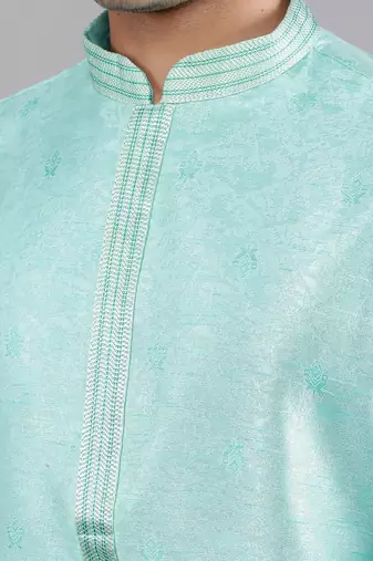 lt.aqua colour jacquard design kurta sets