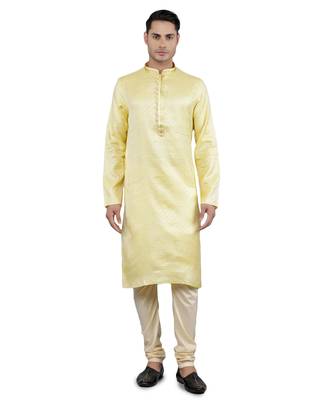 yellow colour jacquard design kurta sets 1