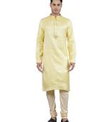 yellow colour jacquard design kurta sets