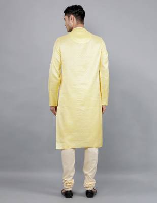yellow colour jacquard design kurta sets 2