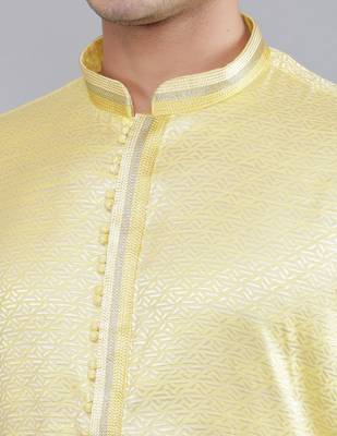 yellow colour jacquard design kurta sets 4