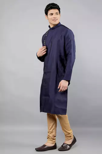 navy colour jacquard design kurta sets
