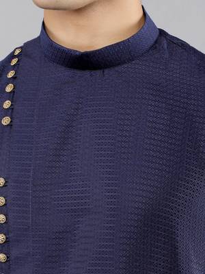 navy colour jacquard design kurta sets 4