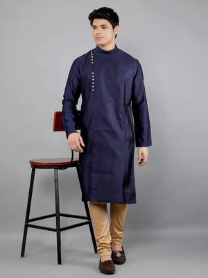 navy colour jacquard design kurta sets 5
