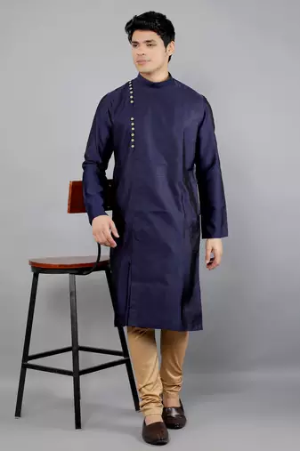 navy colour jacquard design kurta sets