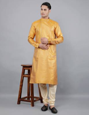 mustard colour jacquard design kurta sets 5