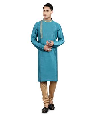 aqua colour jacquard design kurta sets 1