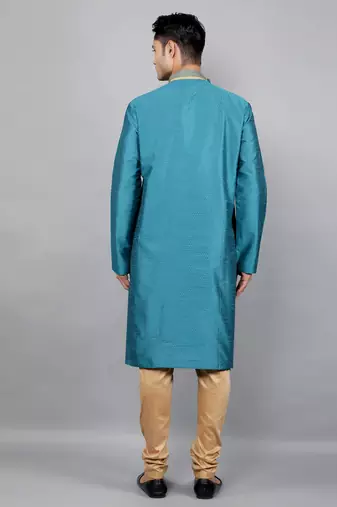 aqua colour jacquard design kurta sets