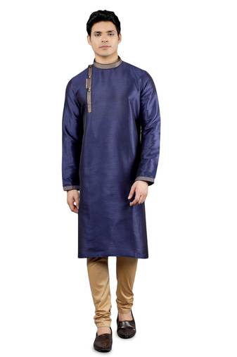 navy colour woven design kurta sets