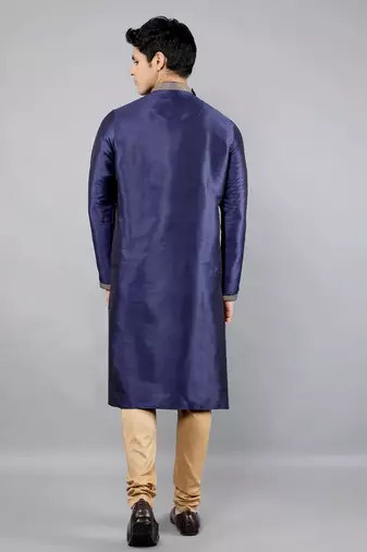 navy colour woven design kurta sets