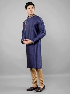 navy colour woven design kurta sets 3