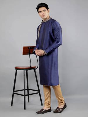 navy colour woven design kurta sets 5