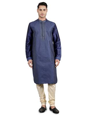 navy colour woven design kurta sets 1