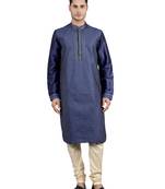 navy colour woven design kurta sets