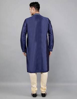 navy colour woven design kurta sets 2