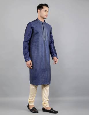 navy colour woven design kurta sets 3