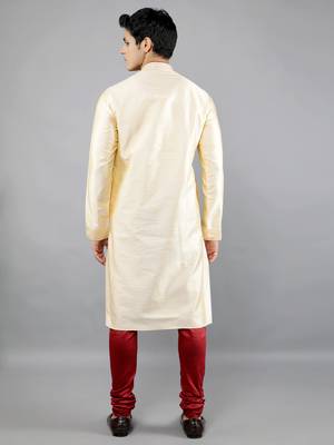 fawn colour woven design kurta sets 2