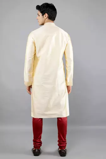 fawn colour woven design kurta sets