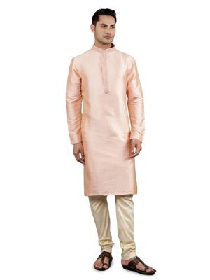 Pink colour woven design kurta sets 1