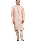 Pink colour woven design kurta sets