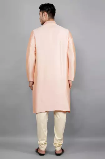 Pink colour woven design kurta sets