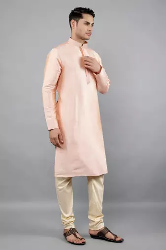Pink colour woven design kurta sets