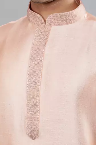 Pink colour woven design kurta sets