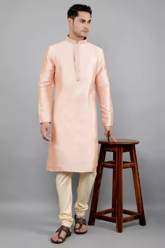 Pink colour woven design kurta sets