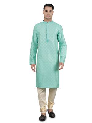 lt.aqua colour jacquard design kurta sets 1