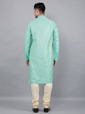 lt.aqua colour jacquard design kurta sets 2