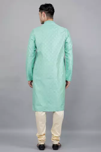 lt.aqua colour jacquard design kurta sets