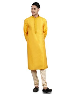 mustard colour jacquard design kurta sets 1