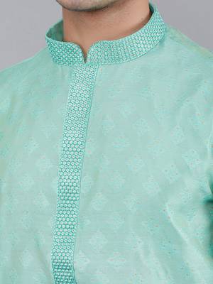 lt.aqua colour jacquard design kurta sets 4