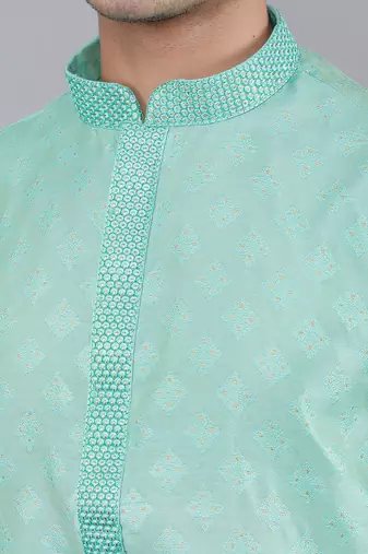 lt.aqua colour jacquard design kurta sets