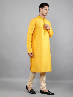 mustard colour jacquard design kurta sets 3