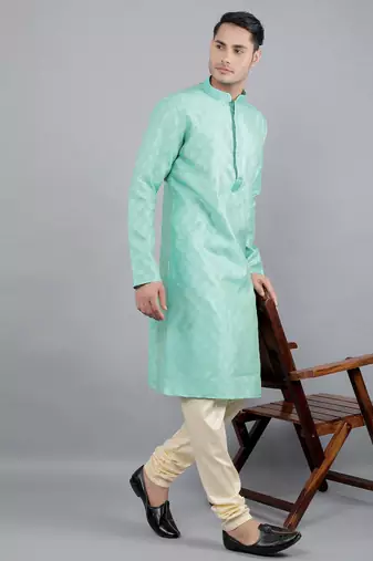 lt.aqua colour jacquard design kurta sets