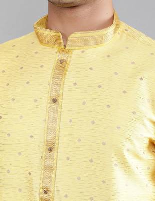 yellow colour jacquard design kurta sets 4