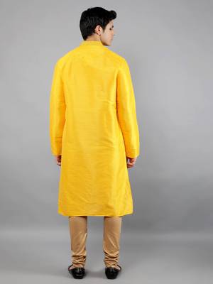 mustard colour woven design kurta sets 2