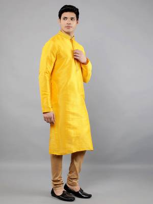 mustard colour woven design kurta sets 3