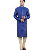 Carbon blue colour jacquard design kurta sets