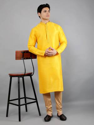 mustard colour woven design kurta sets 5