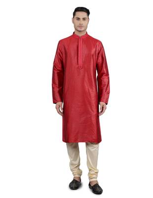 maroon colour woven design kurta sets 1