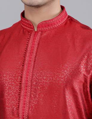 maroon colour woven design kurta sets 4