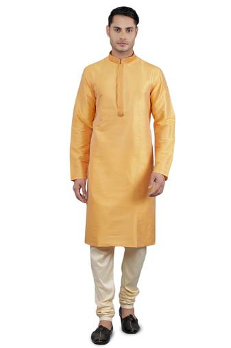 amber colour woven design kurta sets