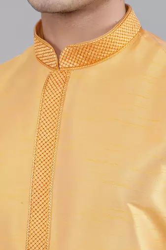 amber colour woven design kurta sets