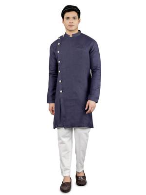 navy colour woven design kurta sets 1