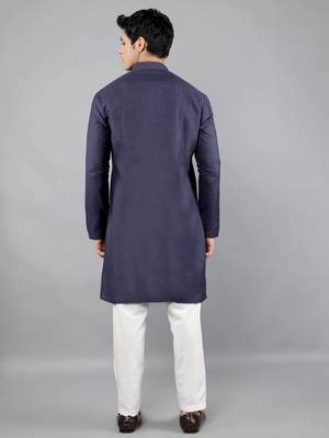 navy colour woven design kurta sets 2