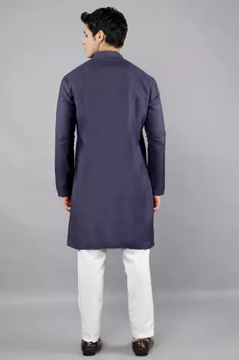 navy colour woven design kurta sets